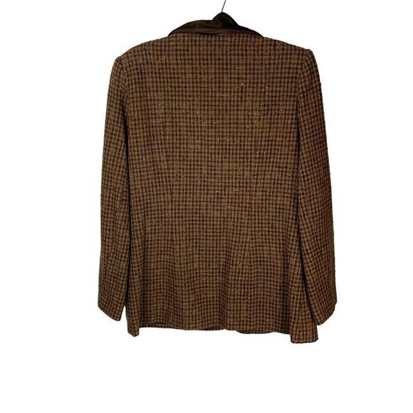 Casual Corner Brown Wool Blend Tweed Boxy Blazer w Removable Collar - Size 14 - Picture 2 of 9